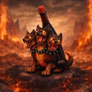 Cerberus wine bottle stand