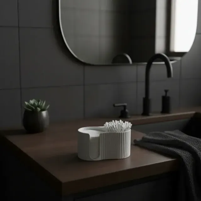 Modern ribbed Q-tip and cotton pad dispenser — Фото 5 из 9