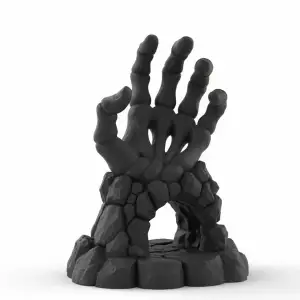 Cursed Skeletal Hand Cave – Gothic Aquarium Horror Decor