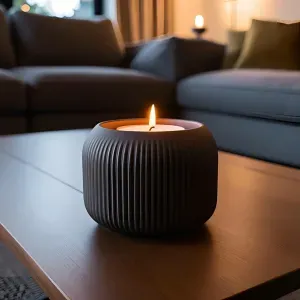 Ribbed Design Tealight Holder with Grooves