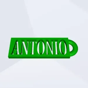 Keychain with the name ANTONIO hollowed out.