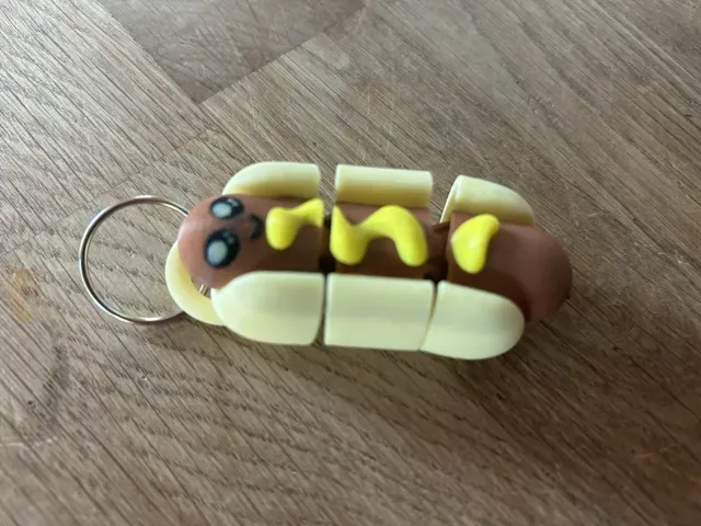 Kawaii Flexi Hotdog Keychain (Easy Print)