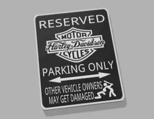 Harley Davidson Motorcycles HOG Workshop Garage Parking Sign