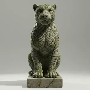 Temple Guardian Jaguar – Ancient Ruins Statue Diorama
