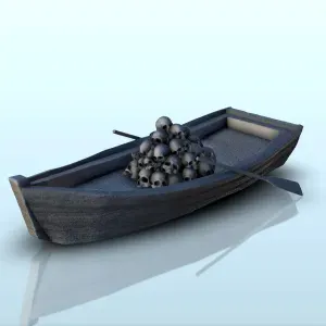 Rowboat with pile of bones - miniatures warhammer terrain sc