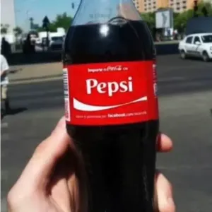 Coca Cola design with Pepsi lettering