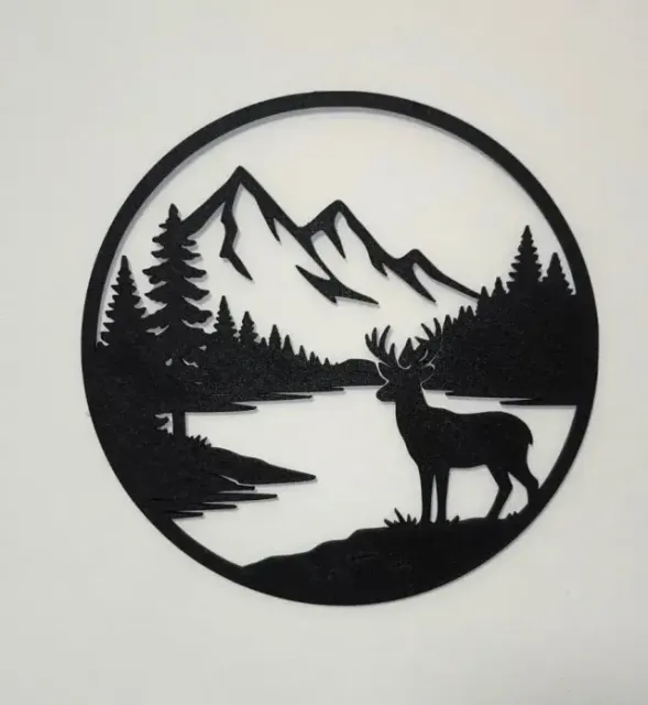 Deer & Mountain Silhouette Wall Art — Image 3 of 4