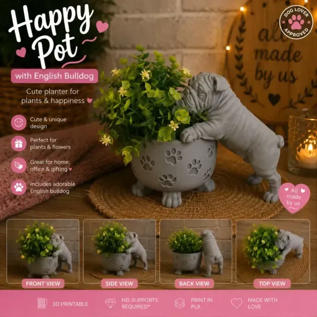 Happy pot English Bulldog — Image 3 of 5