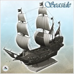 Sailing ship galleons with guns and accessories - boat minia