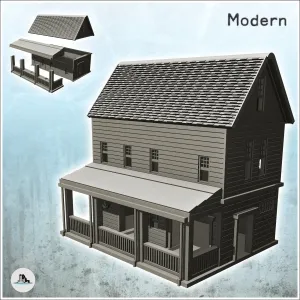 Modern panelled house with large awning and tile roof (7) -