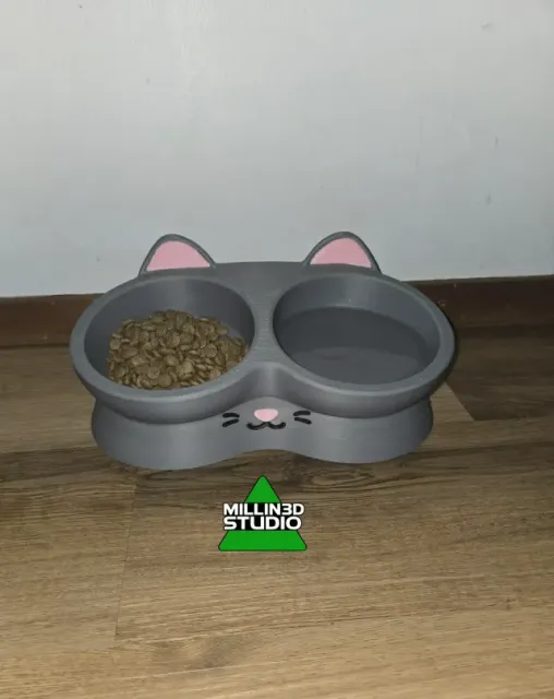 Cute Double Bowl Kitty Cat Feeder — Фото 3 из 6