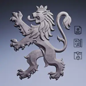 Crowned Heraldic Lion Emblem