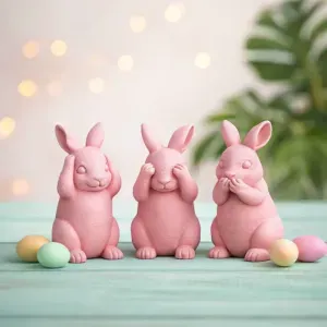 Easter Bunny Trio | See, Hear, Speak No Evil Rabbit Set