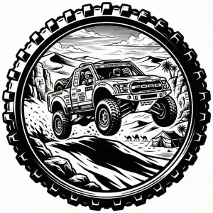 Rallye Dakar Baja Truck Wallart Medal Keychain 2