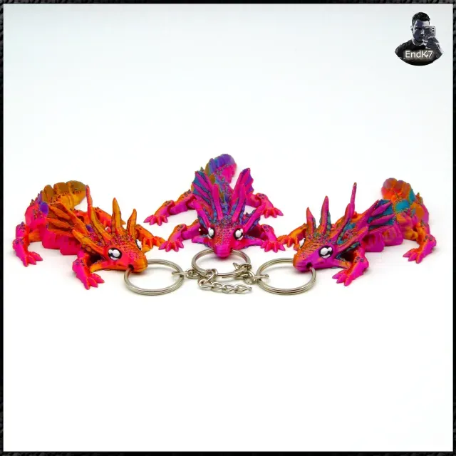 Dragon Axolotl V2 Keychain - Multicolor - Print in Place — Фото 2 из 9