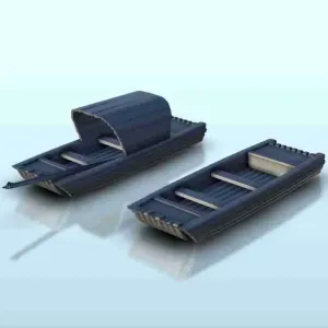 Set of two wooden boats 2 - Japan China Korea Vietnam East