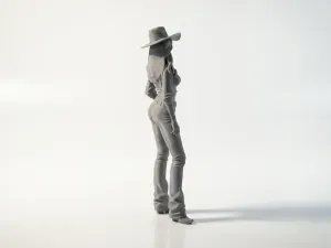 Cowgirl Figurine Female Western Character 3D Printable