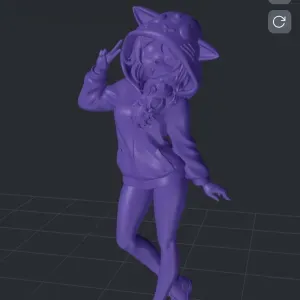 Kawaii Cat Hoodie Girl – Stylized 3D Character (Printable &