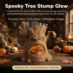 Spooky Tree Stump Tealight Holder-Angry Tree-Haunted Forest