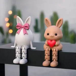 Flexi Easter Decors | Articulated Heart Bunny & Ribbon Egg F