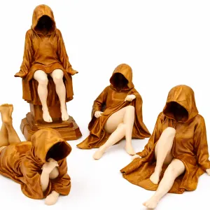 Witch. Woman in a hooded cape. 4 different poses