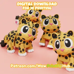 Articulated Leopard STL & 3MF – Flexi Print in place animal