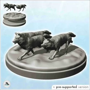 Set of three wolves in a pack with base (24) - miniatures an