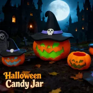 Halloween Pumpkin Candy & Snack Jar - Candy Jar / Dried Fruit Jar