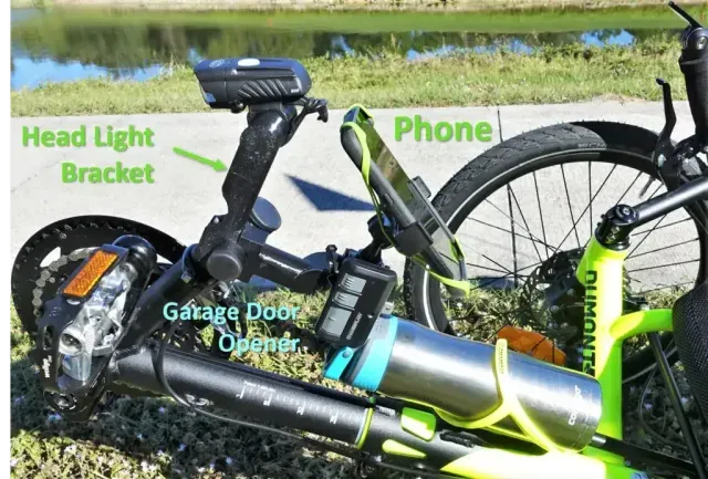 Headlight and Phone Accessory Mount for Catrike Recumbent