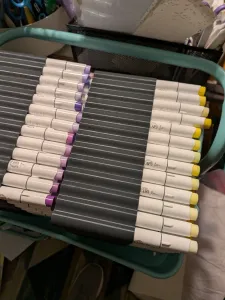 Marker holder with 163 slots. Holds irregular caps too.