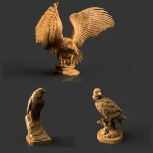 3 Different Eagle Statuettes