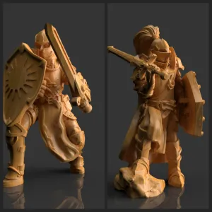 two different models Knight with Shield statuette