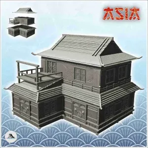 Asian house with balcony (17) - asian scenery terrain warham