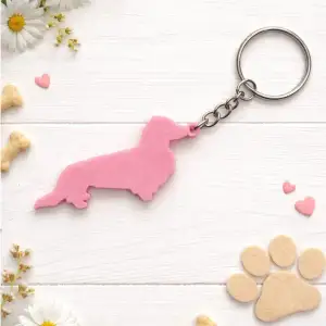 Dachshund Silhouette Keyring, Keychain, necklace