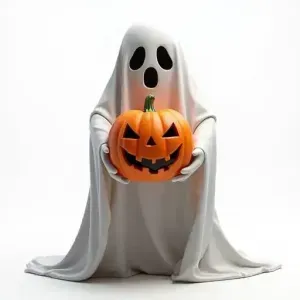 Ghost holding a pumpkin Halloween