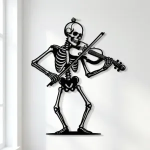 Skeleton Playing Violin - Death's Dance Wall Art