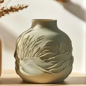 Wheatfield Vase – 3D-Printed Rustic Decor