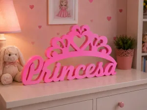 Princesa com Coroa – Nome Decorativo Personalizado