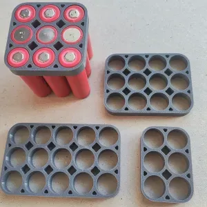 18650 Triple Row Holder Set | Wire Channels (6-18 Cells)
