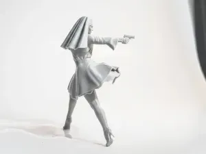 Shooter Nun Action Figurine Female Figure 3D Printable