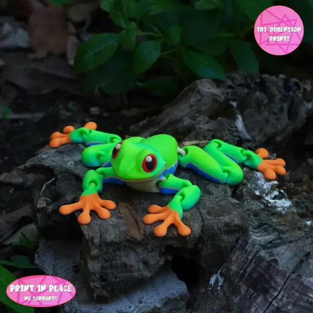 Print In Place Cute Flexi Red-Eyed Tree Frog — Фото 2 из 9