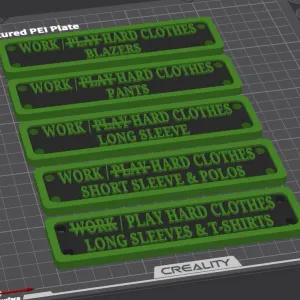 Work/Play Hard Clothing Labels