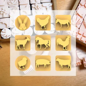 Ceramic Clay Stamp Set – Farm Animals (9 Mini Stamps, 20 mm)