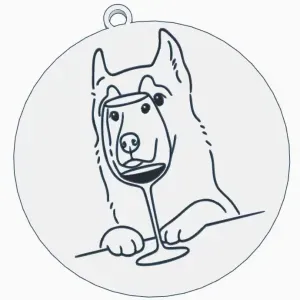 Keychain Dog Wine Fun