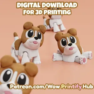 Articulated rusell terrier 3D Print File: Flexi Fidget Toy