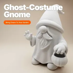 Ghost-Costume Halloween Gnome – 3D Printable Figurine with C