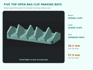 ClipQuay: Five-Bay Bag Clip Parking Rack