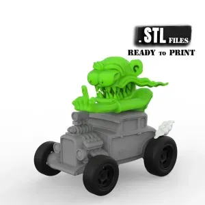 Rat Monster Hot Rod STL – Crazy Toon 3D print car model kit