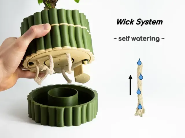 Self-Watering Plant Pot With Bamboo Buddy! Planter STL & 3MF — Фото 3 из 9