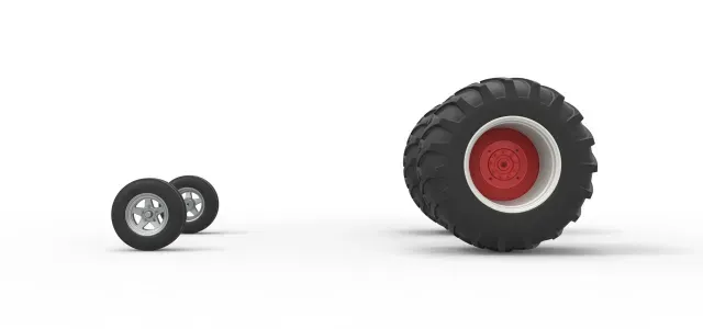 Wheel Set of Vintage Small Block Pulling Tractor Scale 1:25 — Image 6 of 9
